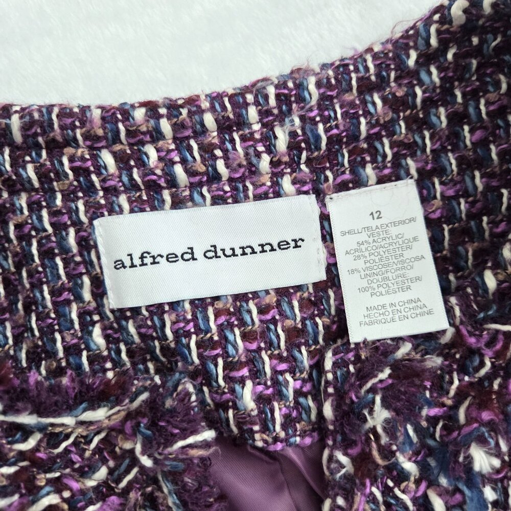 Vintage Purple Tweed Jacket Sz 12 Multicolor Y2K Alfred Dunner Old‎ Money Preppy - Picture 8 of 16